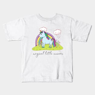 Magical Little Unicorn With Rainbow Kids T-Shirt